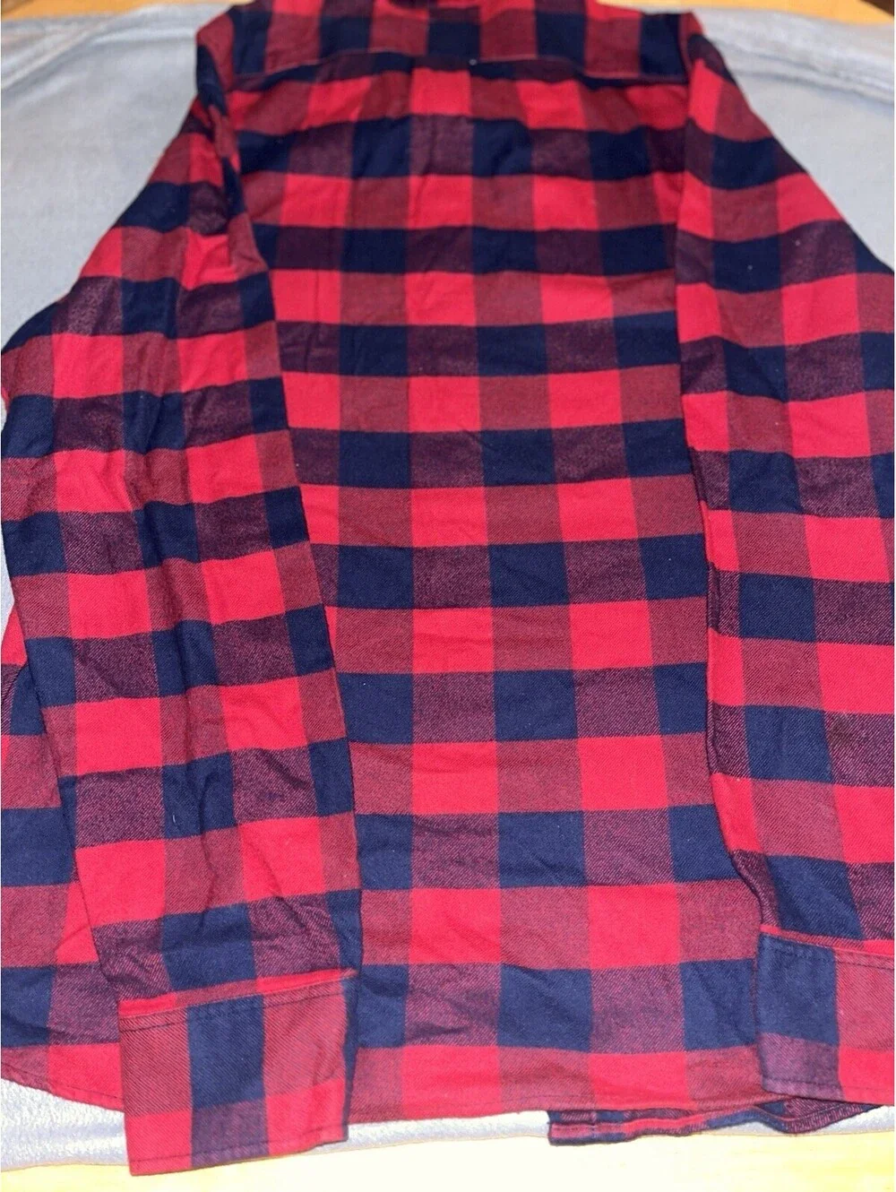 J. CREW Slim Mens Size L  Long Sleeve Flannel Buffalo Plaid Shirt Red/Blue Check
